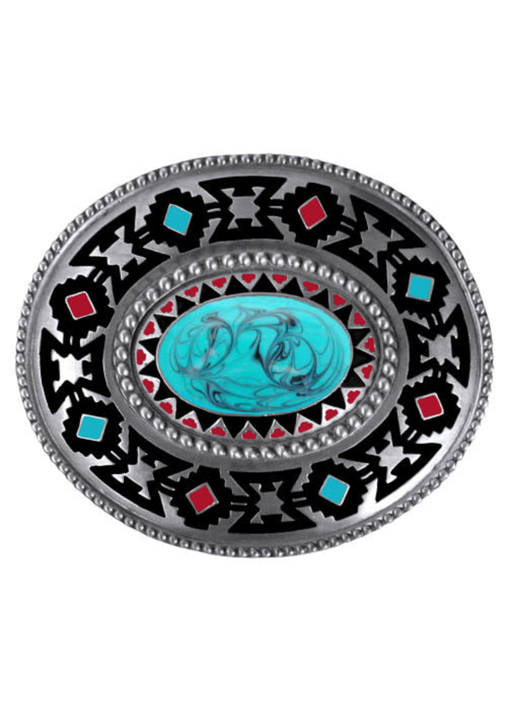 BU-015- E - Western Express Turquoise Red Black Buckle