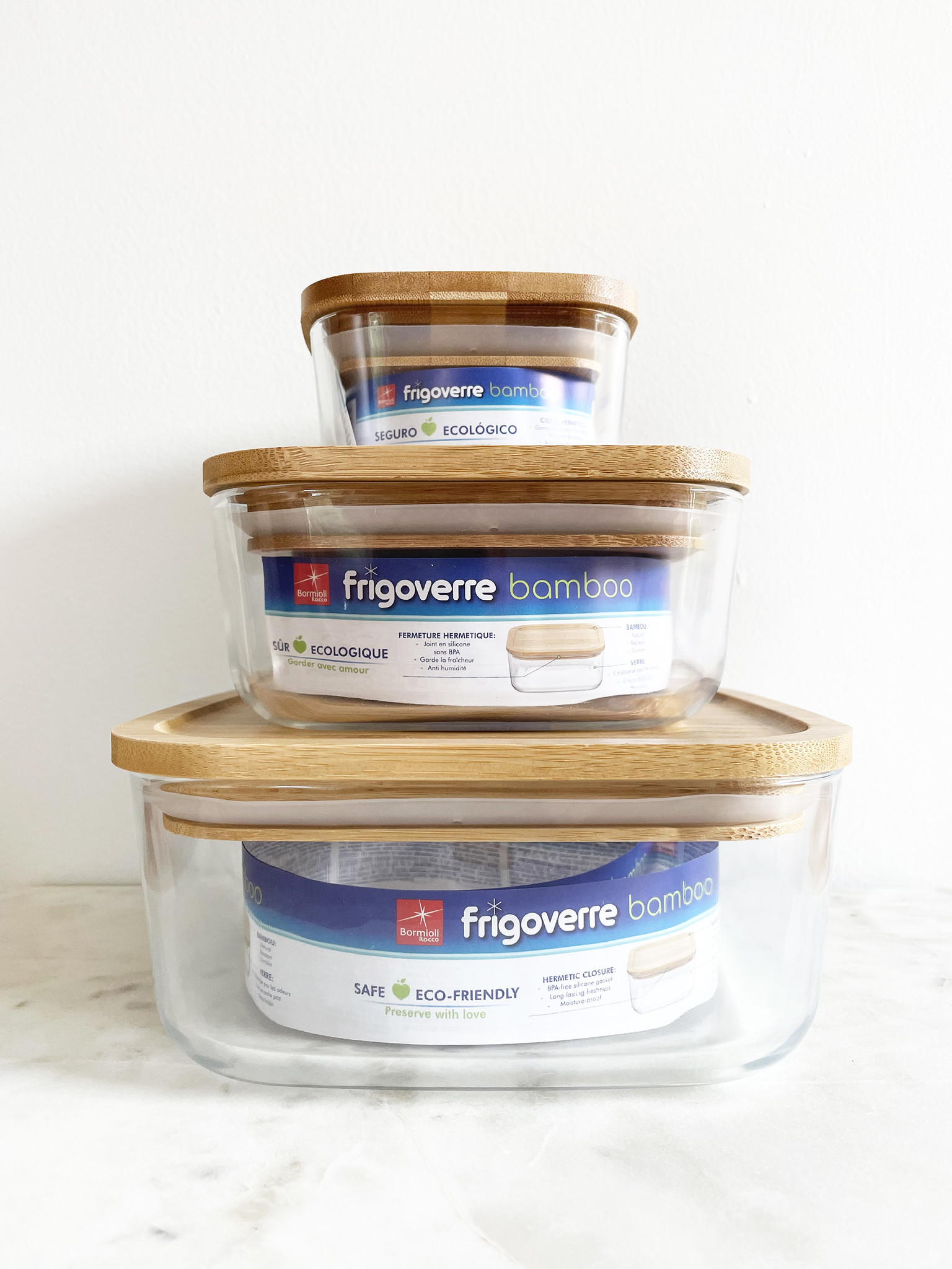 Bormioli Rocco Frigoverre Storage Containers with Bamboo Lids-1