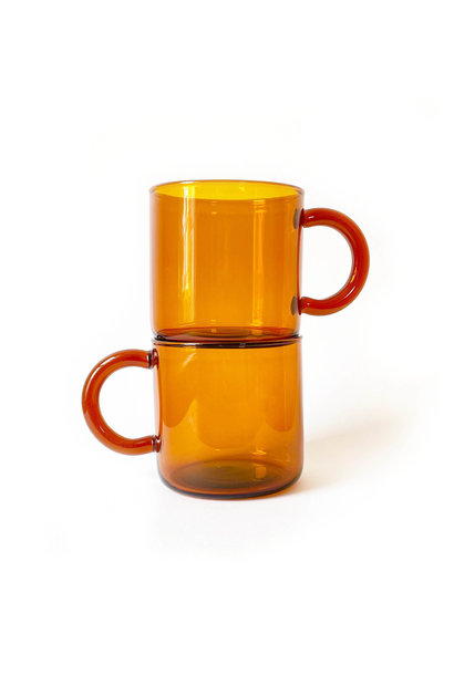 Craighton Berman Studio Manual Amber Glass Mugs