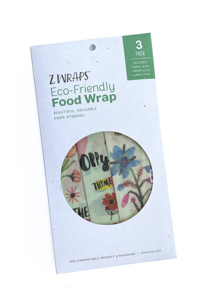 ZWraps Reusable Beeswax Wraps, 3 Pack of S, M & L