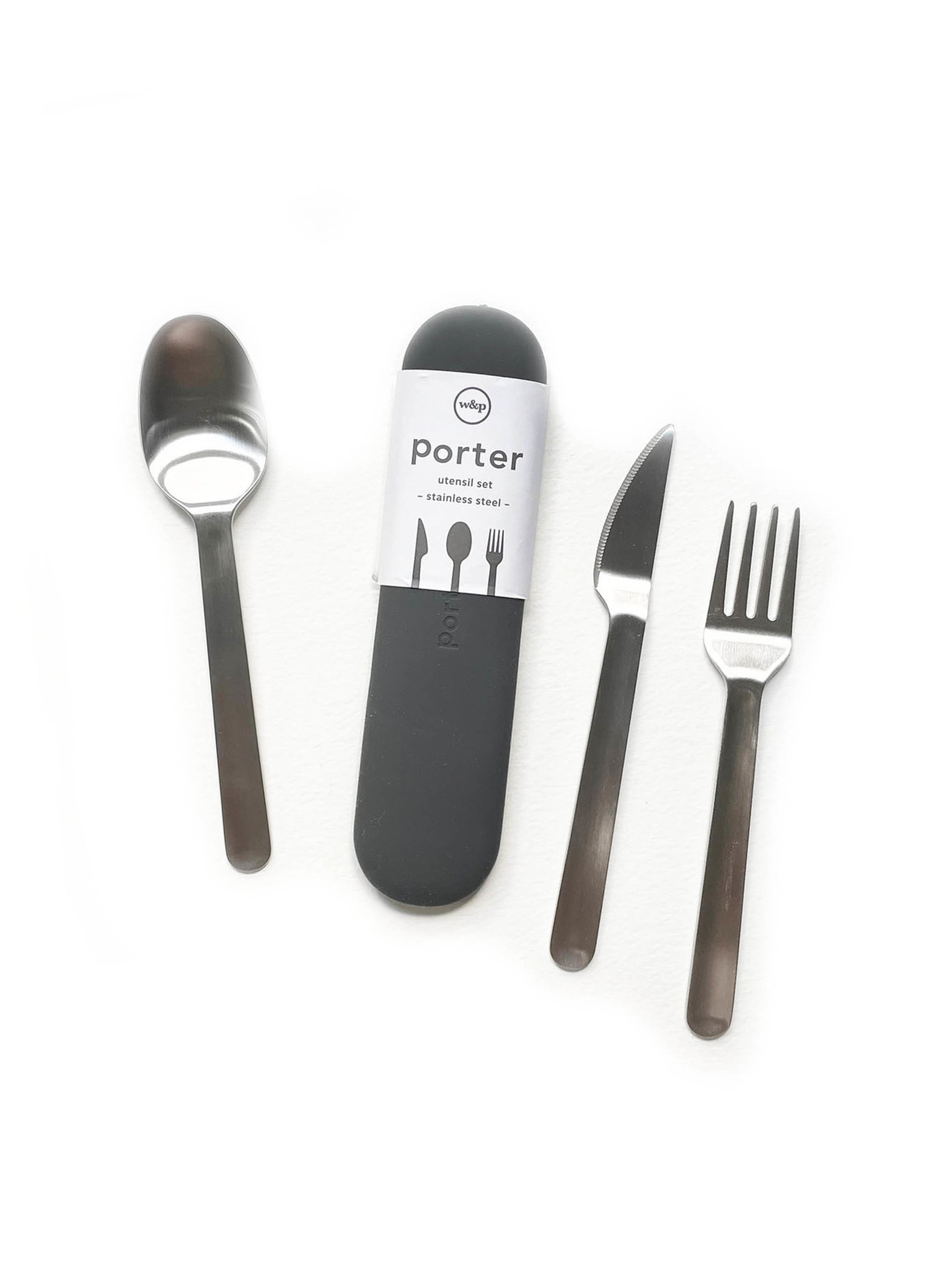 W & P Porter Stainless Utensil Set with Silicon Pouch Charcoal - Stock  Culinary Goods