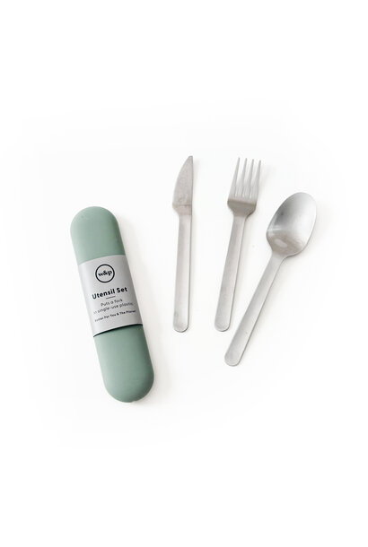 W & P Porter Stainless Utensil Set with Silicon Pouch Sage