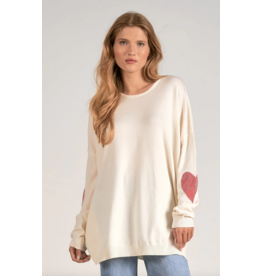 Elan Tori Oversized Rhinestone Heart Sweater O/S