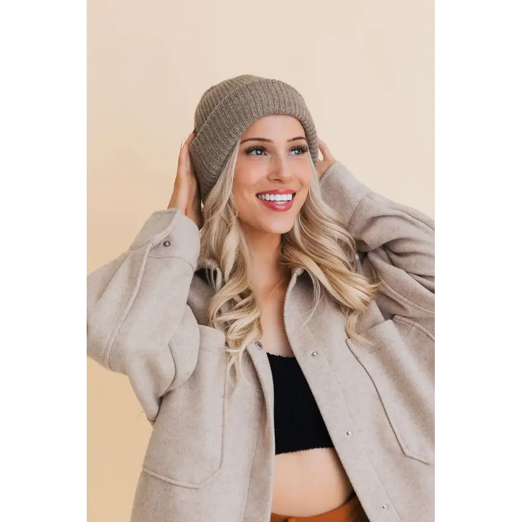 Leto Accessories Recycled Material Winter Beanie-Mocha