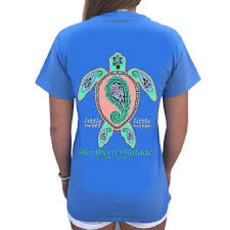 SOUTHERN ATTITUDE SA T-Shirt Turtle Paisley Carolina Blue S228