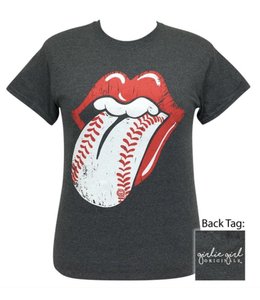 GIRLIE GIRL ORIGINALS T-Shirt Baseball Lips Dark Heather