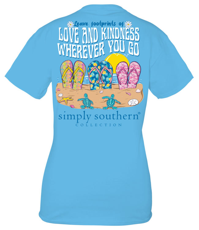 SIMPLY SOUTHERN T-shirt SS Footprints Turquoise
