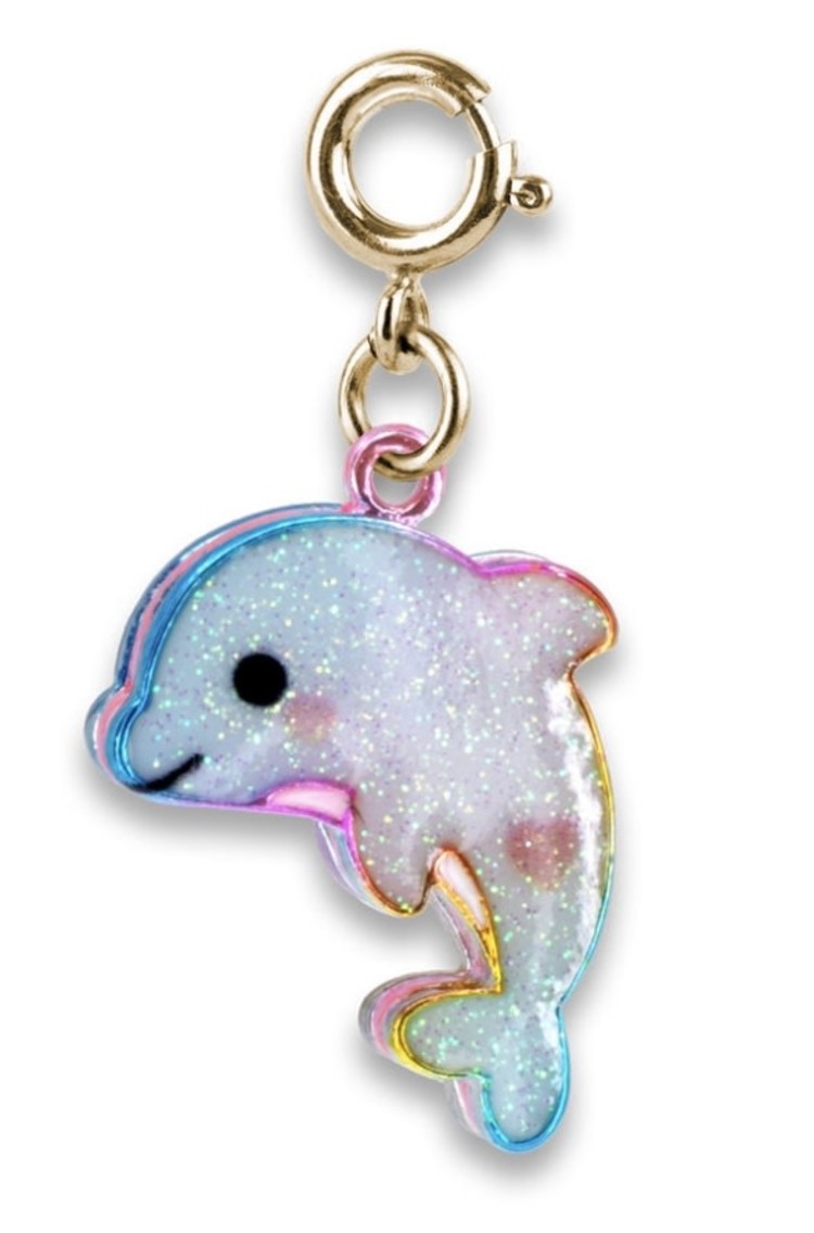 Charm It CHARM IT! Gold Glitter Tie Dye Dolphin Charm CICC1476