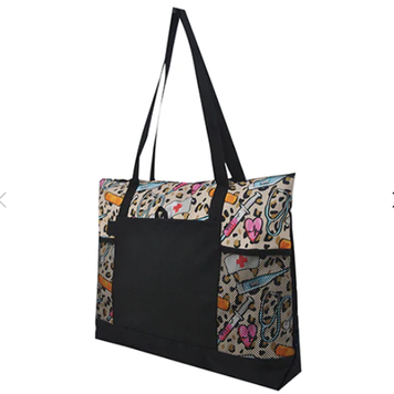 NGIL Wild Nurse Life Tote Print Mesh Pockets NUL 1196