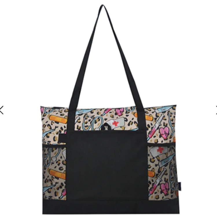 NGIL Wild Nurse Life Tote Print Mesh Pockets NUL 1196