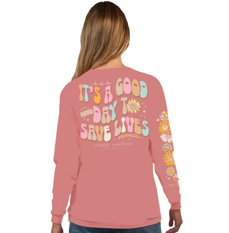 SIMPLY SOUTHERN T-Shirt SS LS Save Lives Nurse Rouge