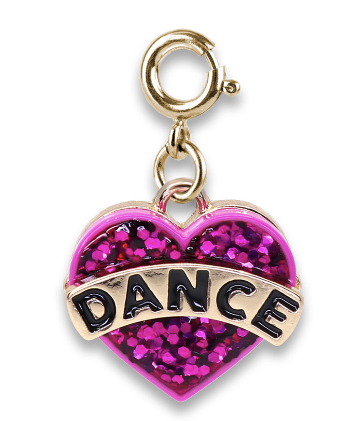 Charm It Charm Gold Glitter Dance Heart  CICC1388