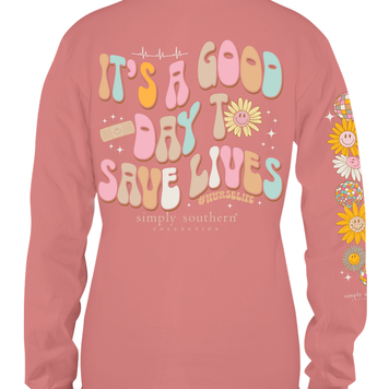 SIMPLY SOUTHERN T-Shirt SS LS Save Lives Nurse Rouge