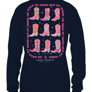 SIMPLY SOUTHERN T-Shirt YOUTH SS LS Walk Boots 2023 Navy