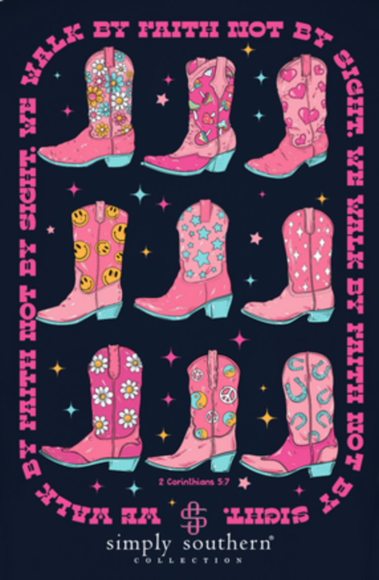 SIMPLY SOUTHERN T-Shirt YOUTH SS LS Walk Boots 2023 Navy