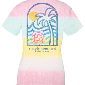 SIMPLY SOUTHERN T-shirt SS Seaview Tree Palm Tie Dye