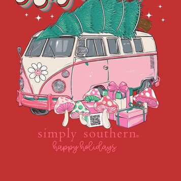 SIMPLY SOUTHERN T-shirt SS Bus Tree Red Christmas