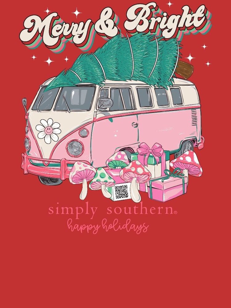 SIMPLY SOUTHERN T-shirt SS Bus Tree Red Christmas