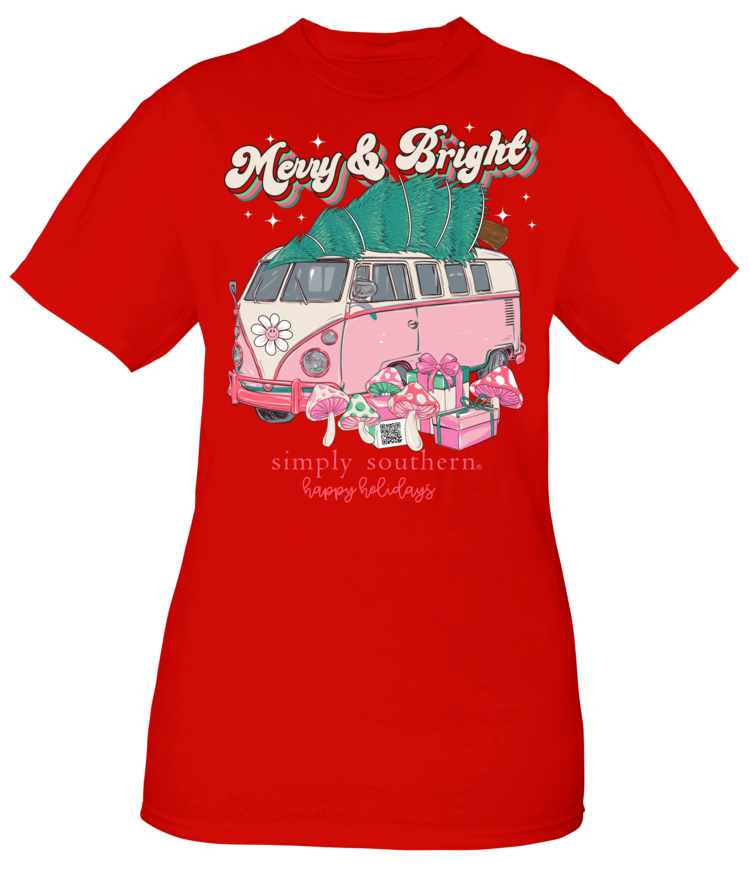 SIMPLY SOUTHERN T-shirt SS Bus Tree Red Christmas