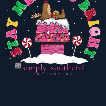 SIMPLY SOUTHERN T-Shirt SS Stay Merry Deer LS Navy
