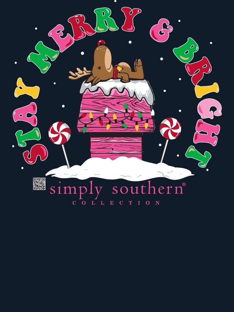 SIMPLY SOUTHERN T-Shirt SS Stay Merry Deer LS Navy