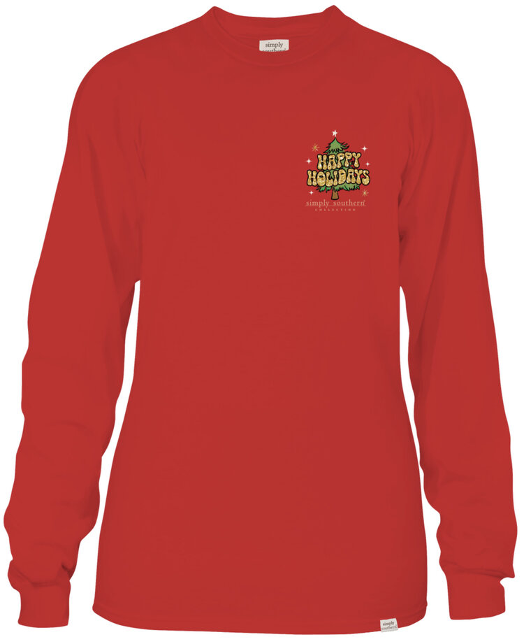 SIMPLY SOUTHERN T-Shirt SS Believe Santa 2023 LS Red