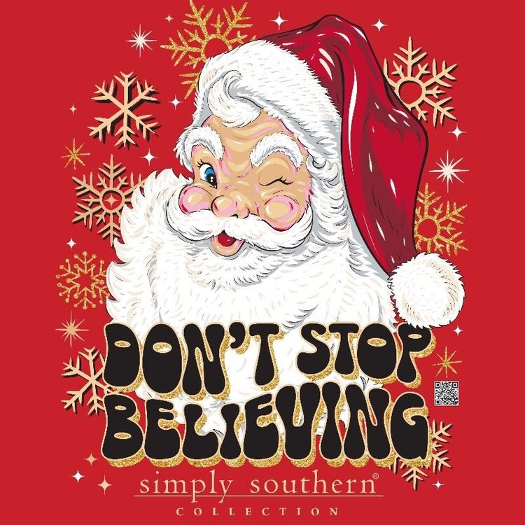 SIMPLY SOUTHERN T-Shirt YOUTH SS Believe Santa 2023 LS Red