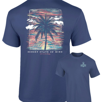 Southernology T-Shirt Palm Sunset China Blue Com. Colors