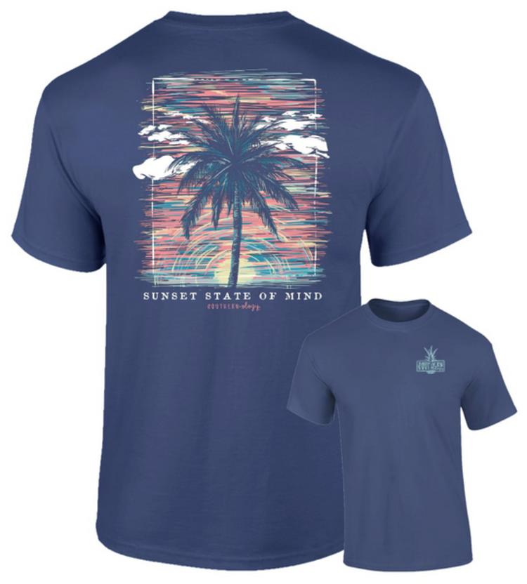 Southernology T-Shirt Palm Sunset China Blue Com. Colors