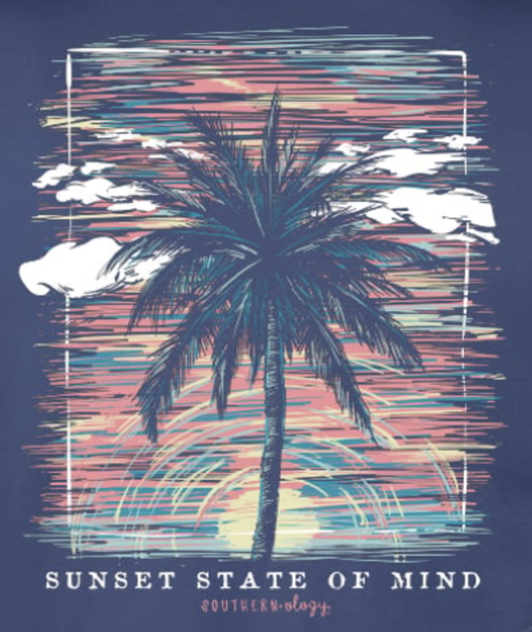 Southernology T-Shirt Palm Sunset China Blue Com. Colors