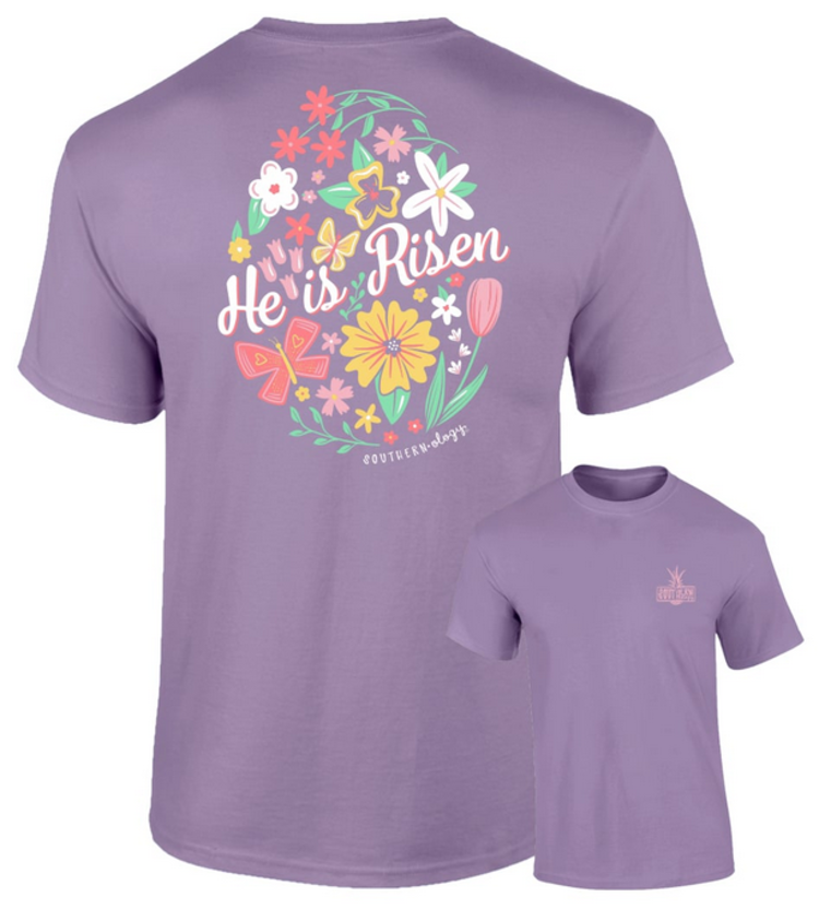 Southernology T-Shirt He is Risen SO Com. Color Violet