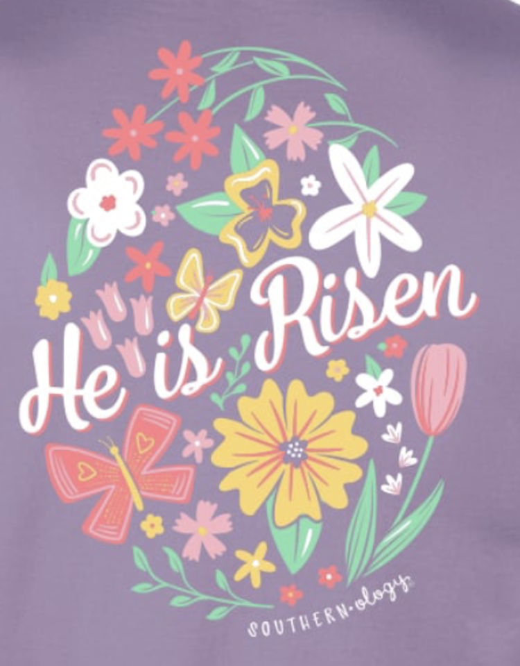Southernology T-Shirt He is Risen SO Com. Color Violet
