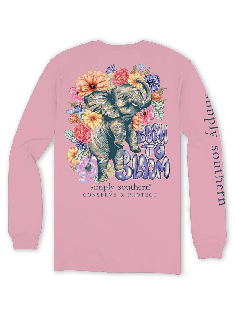 SIMPLY SOUTHERN T-Shirt SS LS Track Elephant Bloom Candy