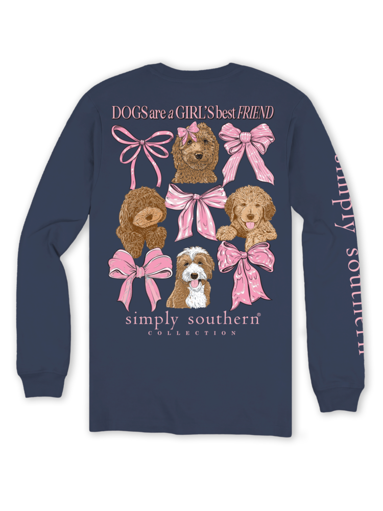 SIMPLY SOUTHERN T-Shirt YOUTH SS LS Dogs Bestfriend Mirage Blue