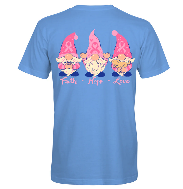 SOUTHERN ATTITUDE T-Shirt Gnome Ribbon Carolina Blue S363
