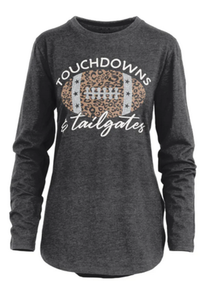 Royce Apparel Top LS Crewneck Touchdowns and Tailgates Black