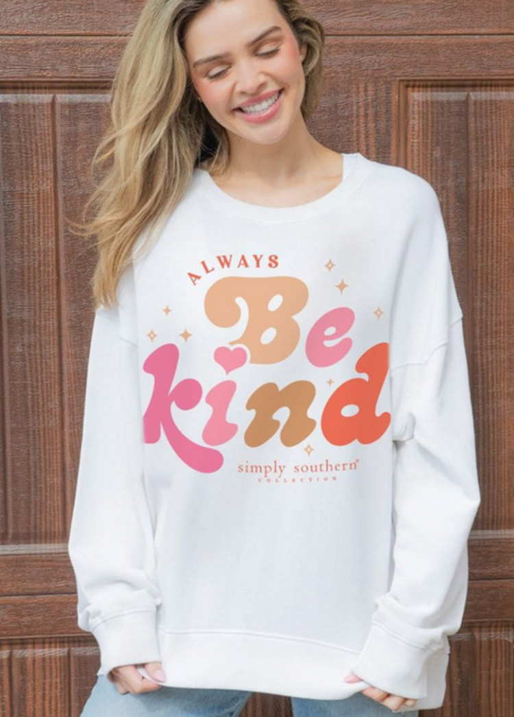 SIMPLY SOUTHERN SS Crewneck Be Kind White
