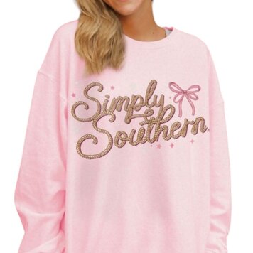 SIMPLY SOUTHERN SS Crewneck Logo Bow Tutu Pink