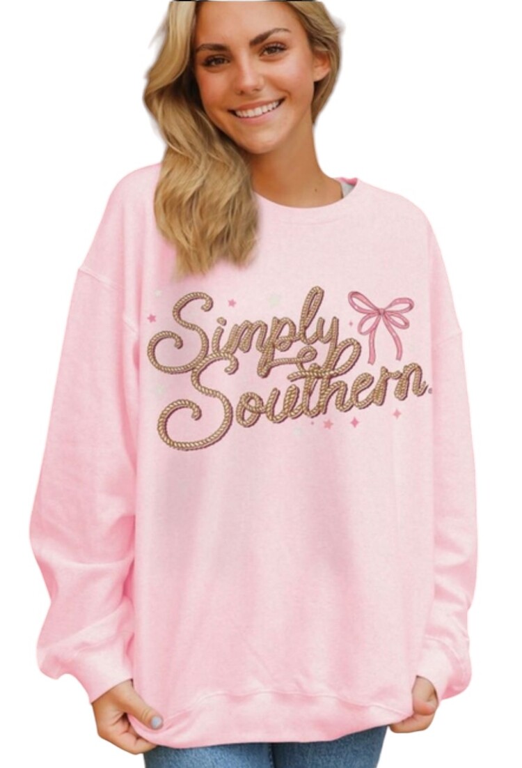 SIMPLY SOUTHERN SS Crewneck Logo Bow Tutu Pink