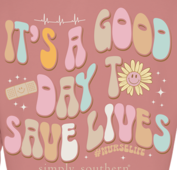 SIMPLY SOUTHERN T-Shirt SS LS Save Lives Nurse Rouge