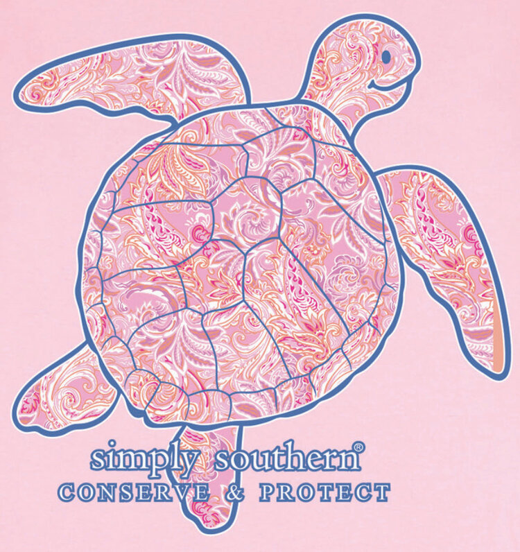 SIMPLY SOUTHERN T-Shirt SS LS Track6 Turtle Pais Lt Pink Size Medium SALE