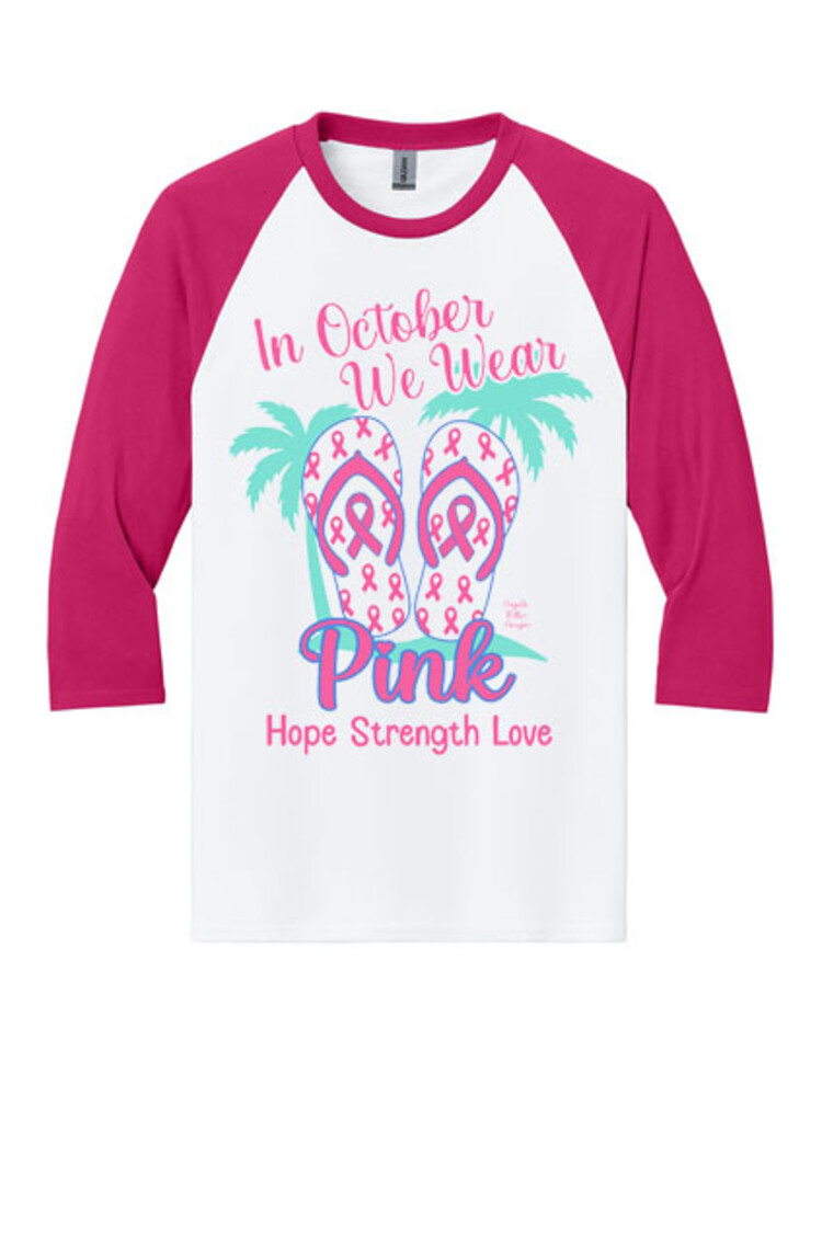 Angela Miller Designs T-Shirt We Wear Pink Raglan 3/4 Sleeve