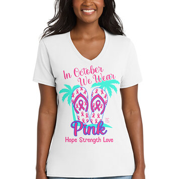 Angela Miller Designs T-Shirt We Wear Pink Breast Cancer V-Neck