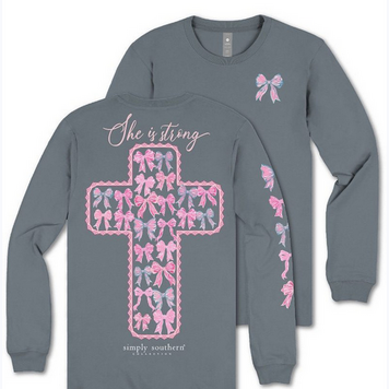 SIMPLY SOUTHERN T-shirt SS LS Strong Bow Cross Mirage