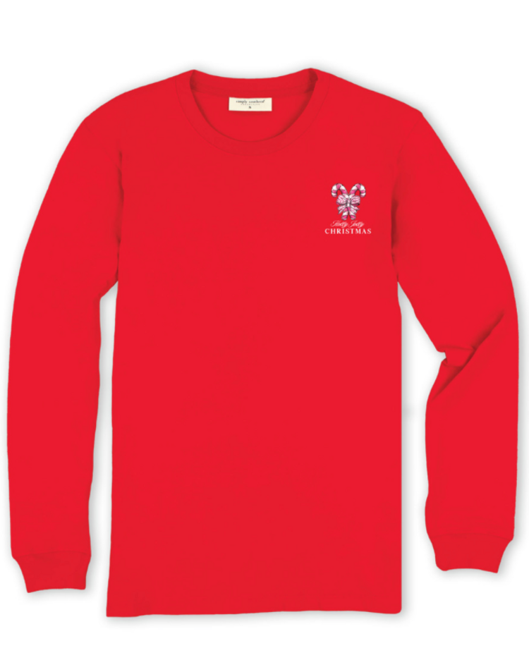 SIMPLY SOUTHERN T-shirt Simply Southern LS Tree Bow Red