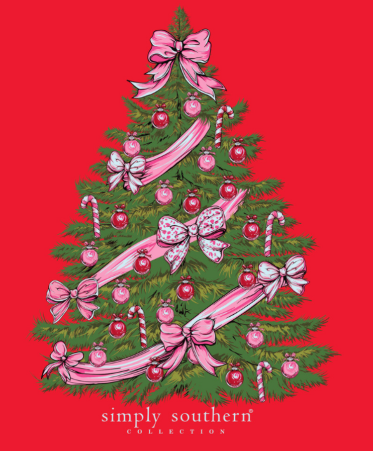 SIMPLY SOUTHERN T-shirt SS LS Tree Bow Red