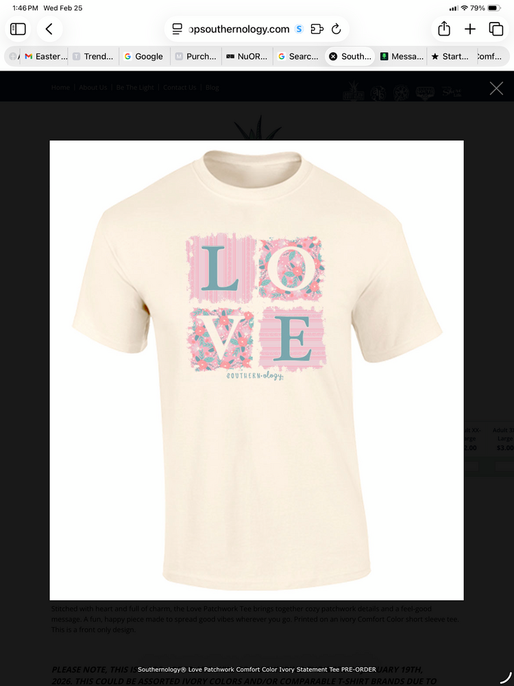 Southernology T-Shirt Love Patchwork Ivory SO CC
