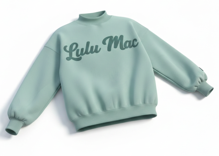 LULU MAC LM-SW-1020 Mock Fleece Sweatshirt Script