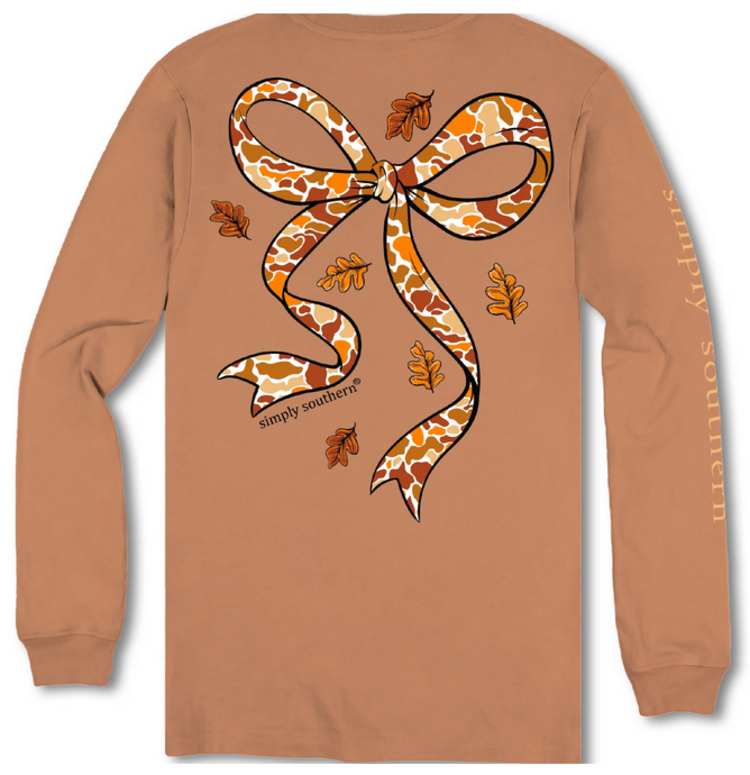 SIMPLY SOUTHERN T-shirt SS LS Camo Bow Chestnut