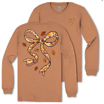 SIMPLY SOUTHERN T-shirt SS LS Camo Bow Chestnut